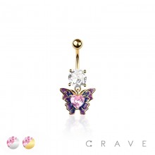 316L SURGICAL STEEL WAVY BUTTERLFY BELLY BUTTON NAVEL RING 